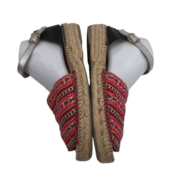 Toni Pena Origens Red Black Peep Toe Espadrille Platform Sandals Size 41 Women's - Picture 6 of 9